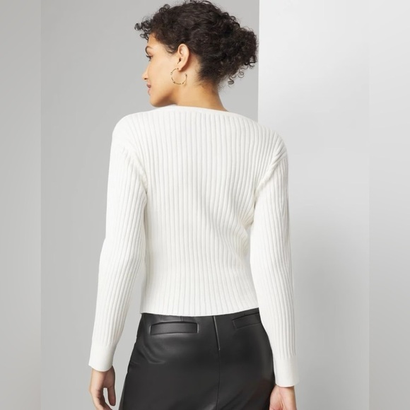 WHBM Ribbed Sweetheart Neck Pullover Sweater White size Large - Picture 3 of 9